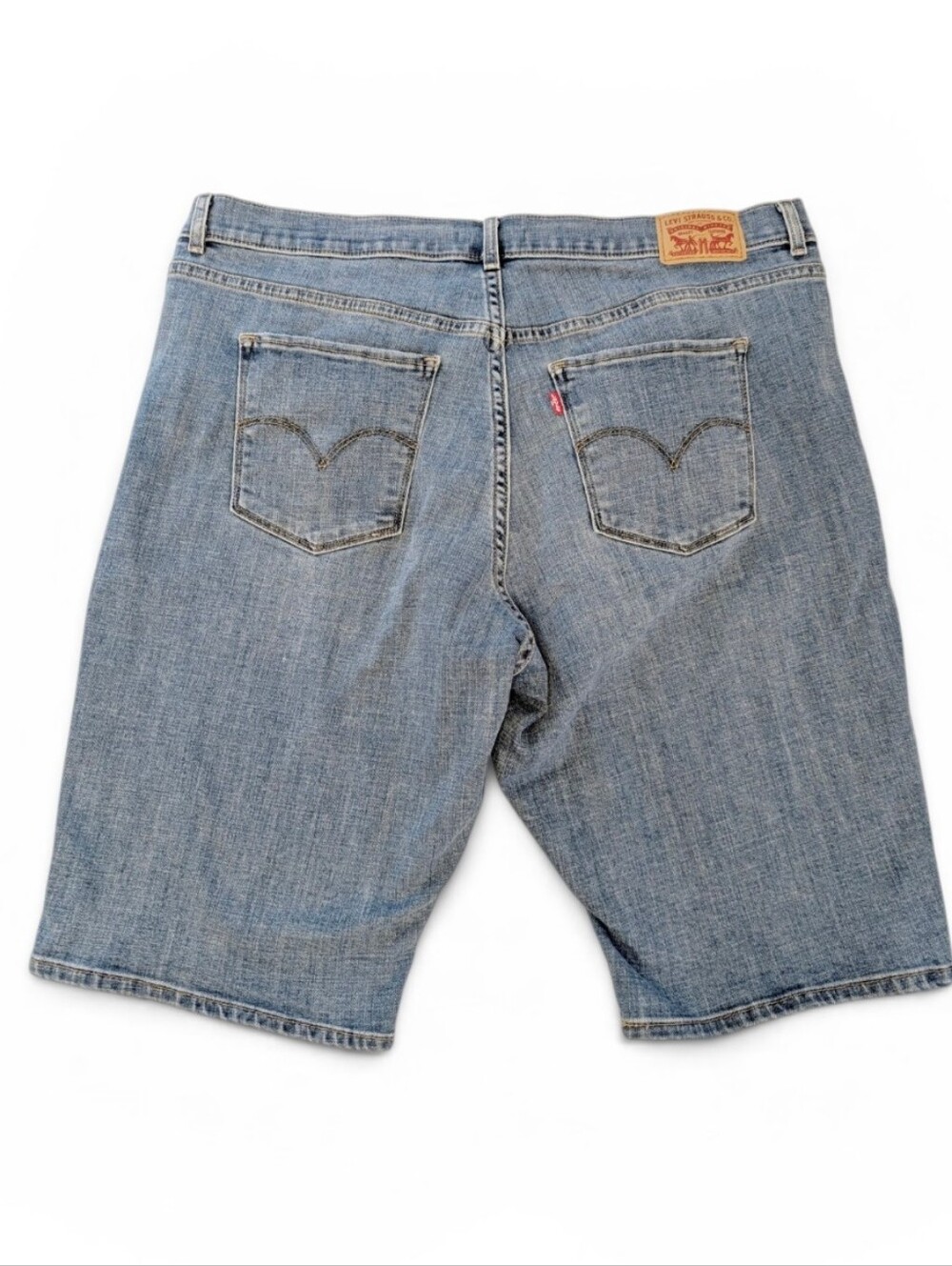 LEVIS Denim Bermuda Shorts Light Blue Jean Casual Distressed - Picture 5 of 16